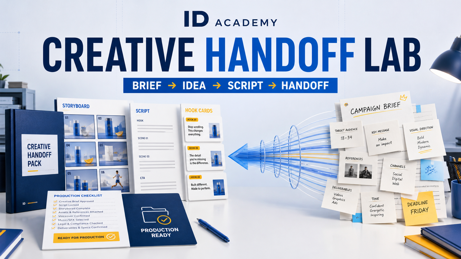 Creative Handoff Lab من ID Academy لتحويل الـCampaign Brief إلى فكرة وسكريبت وملف تسليم جاهز للإنتاج